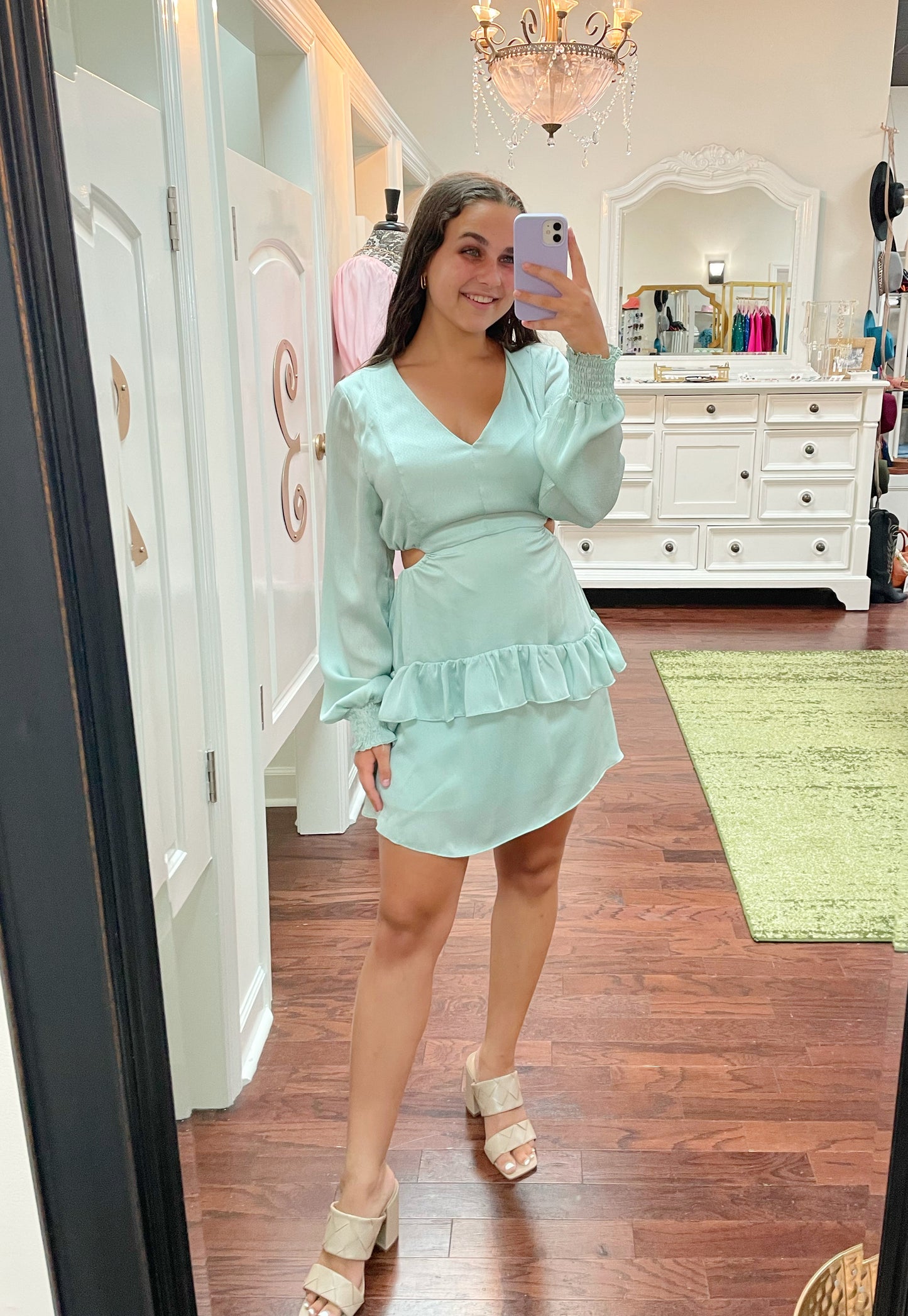 Ruffled Cut Out Mini Dress