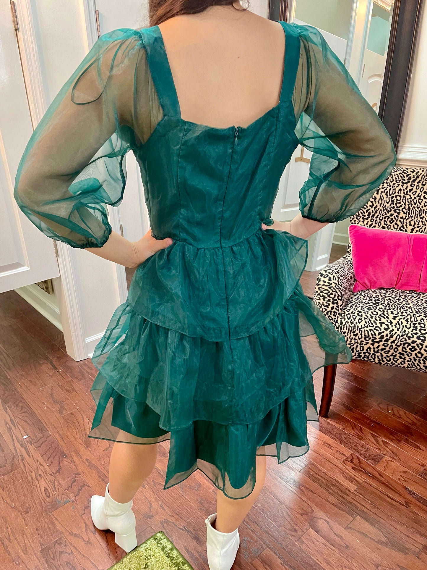 Ozzie Square Neck Organza Dress