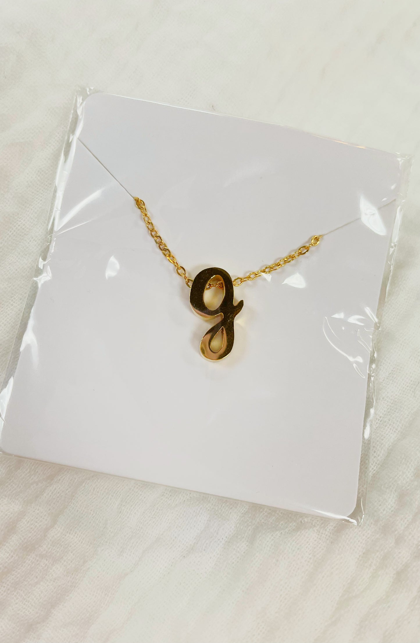 Letter g tiny initial gold necklace