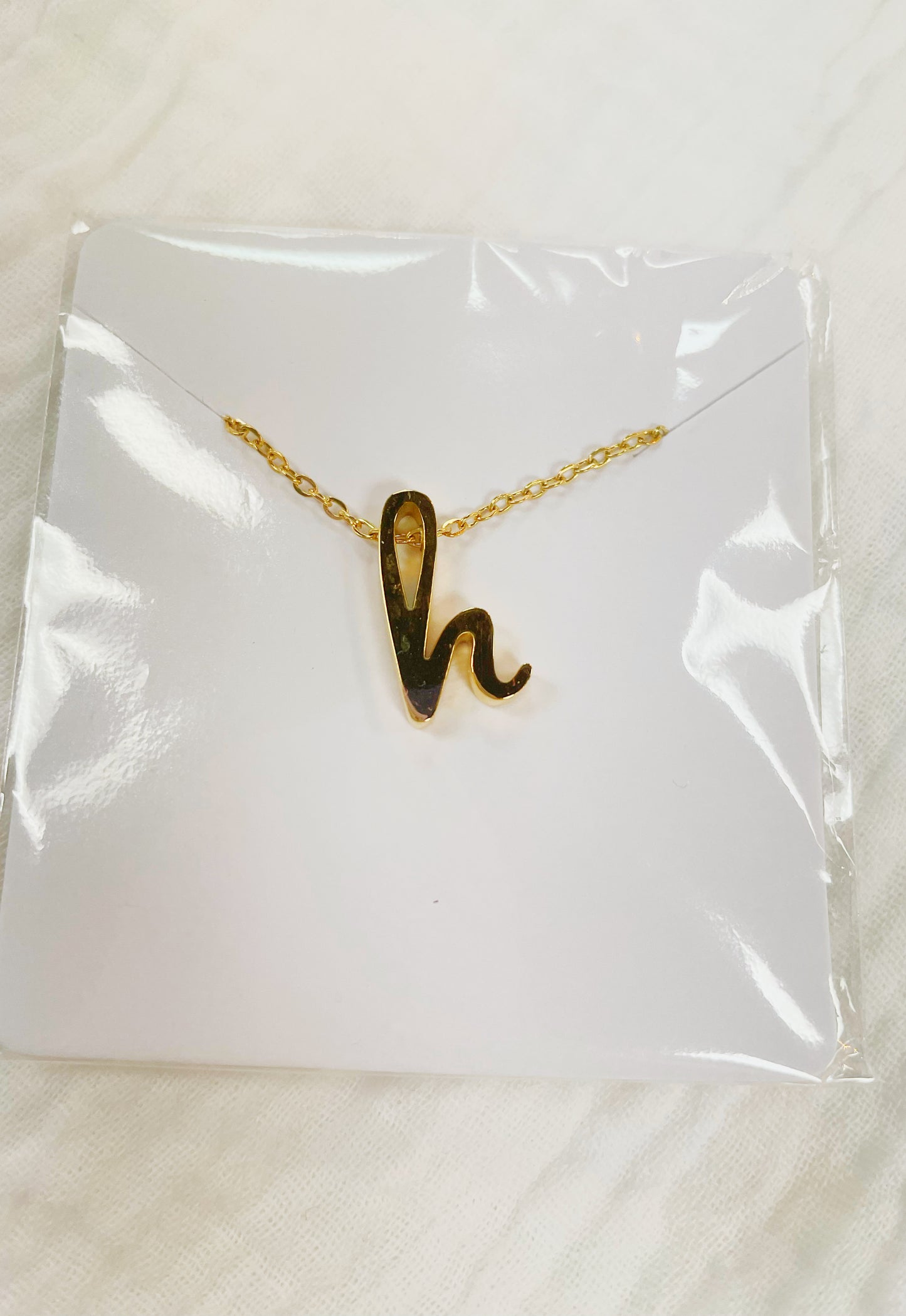 Letter h tiny initial gold necklace