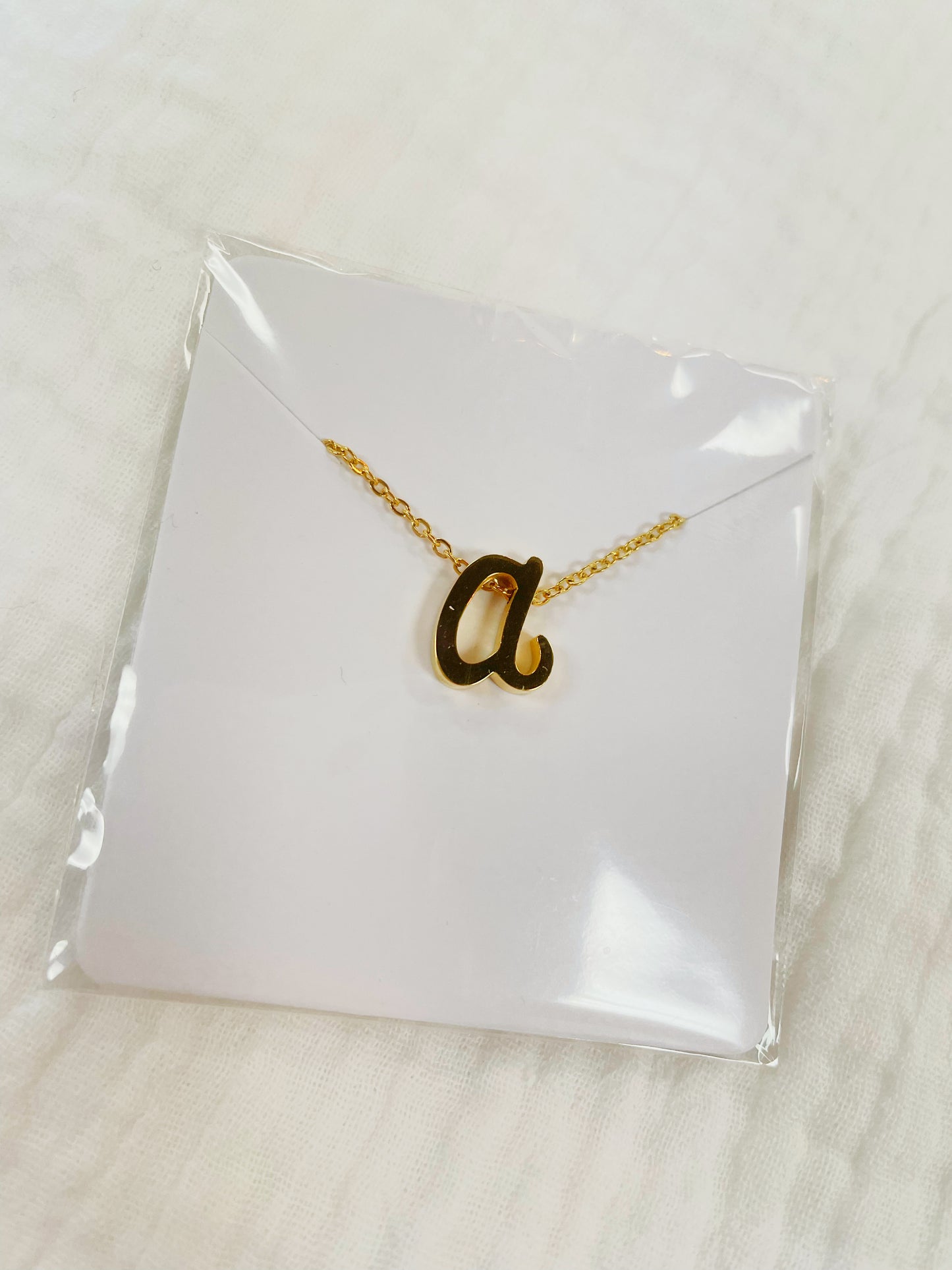 Letter a tiny initial gold necklace