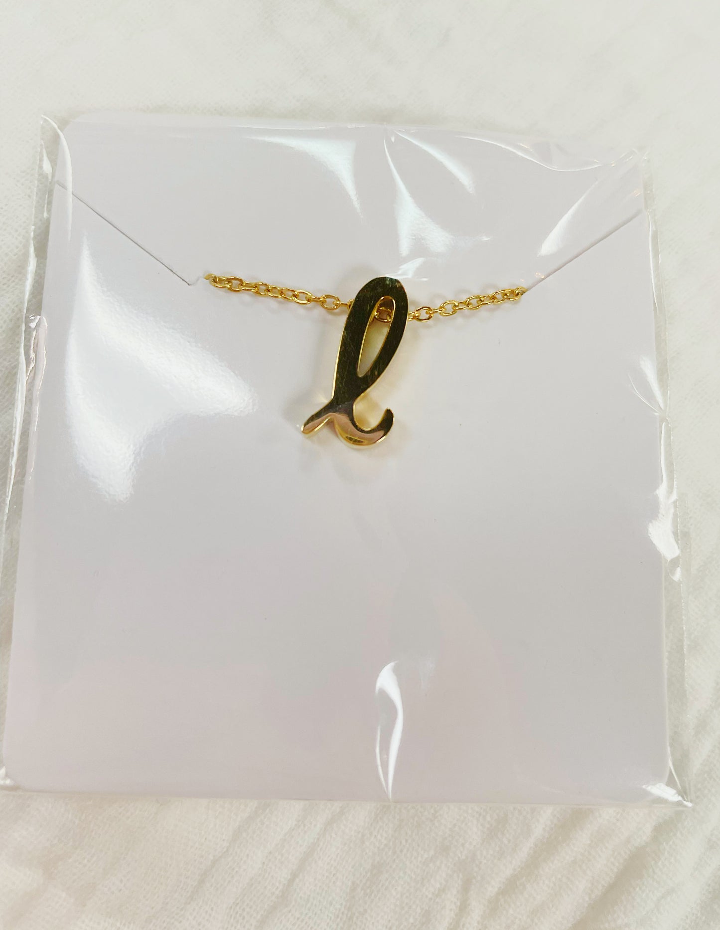 Letter l tiny initial gold necklace