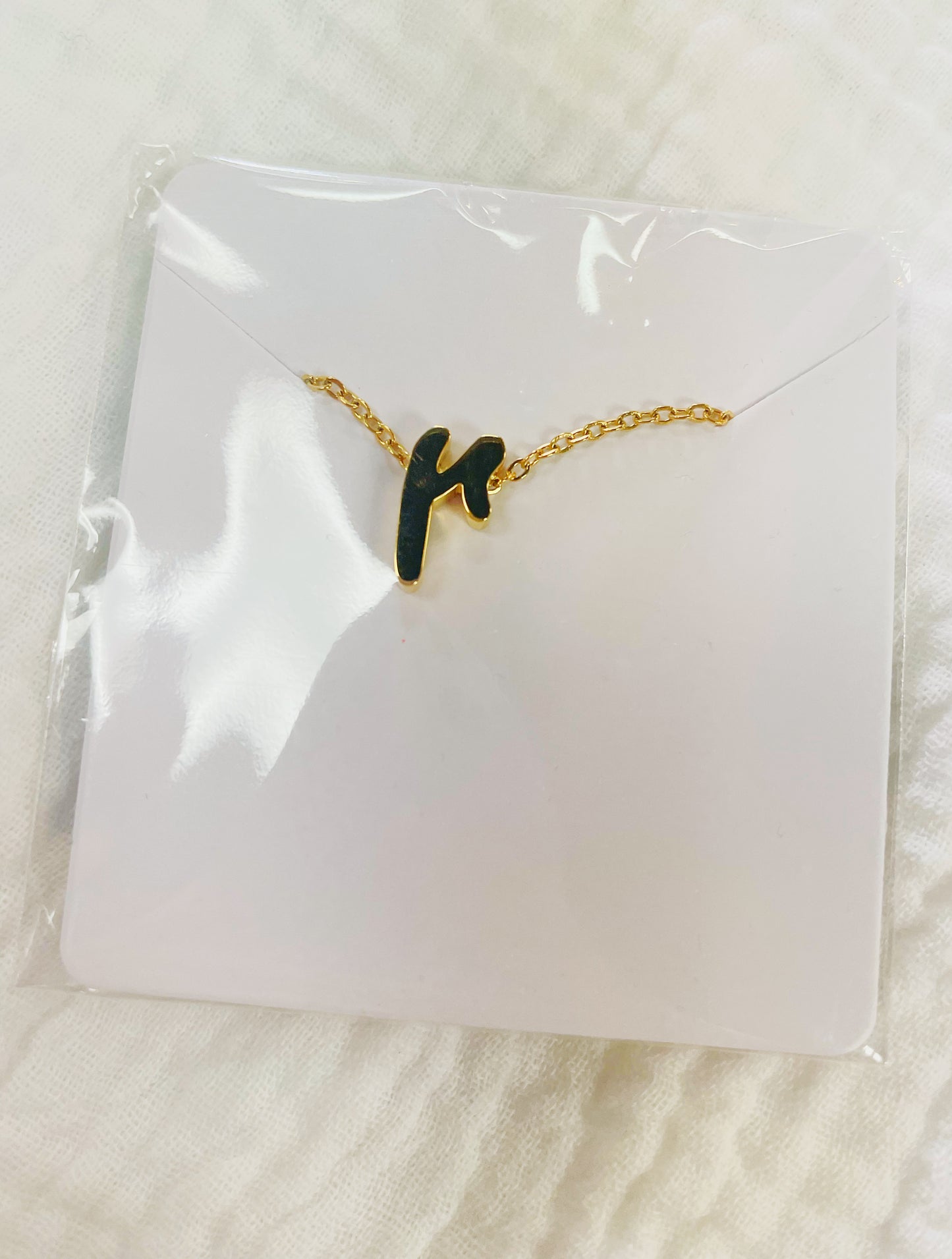 Letter r tiny initial gold necklace