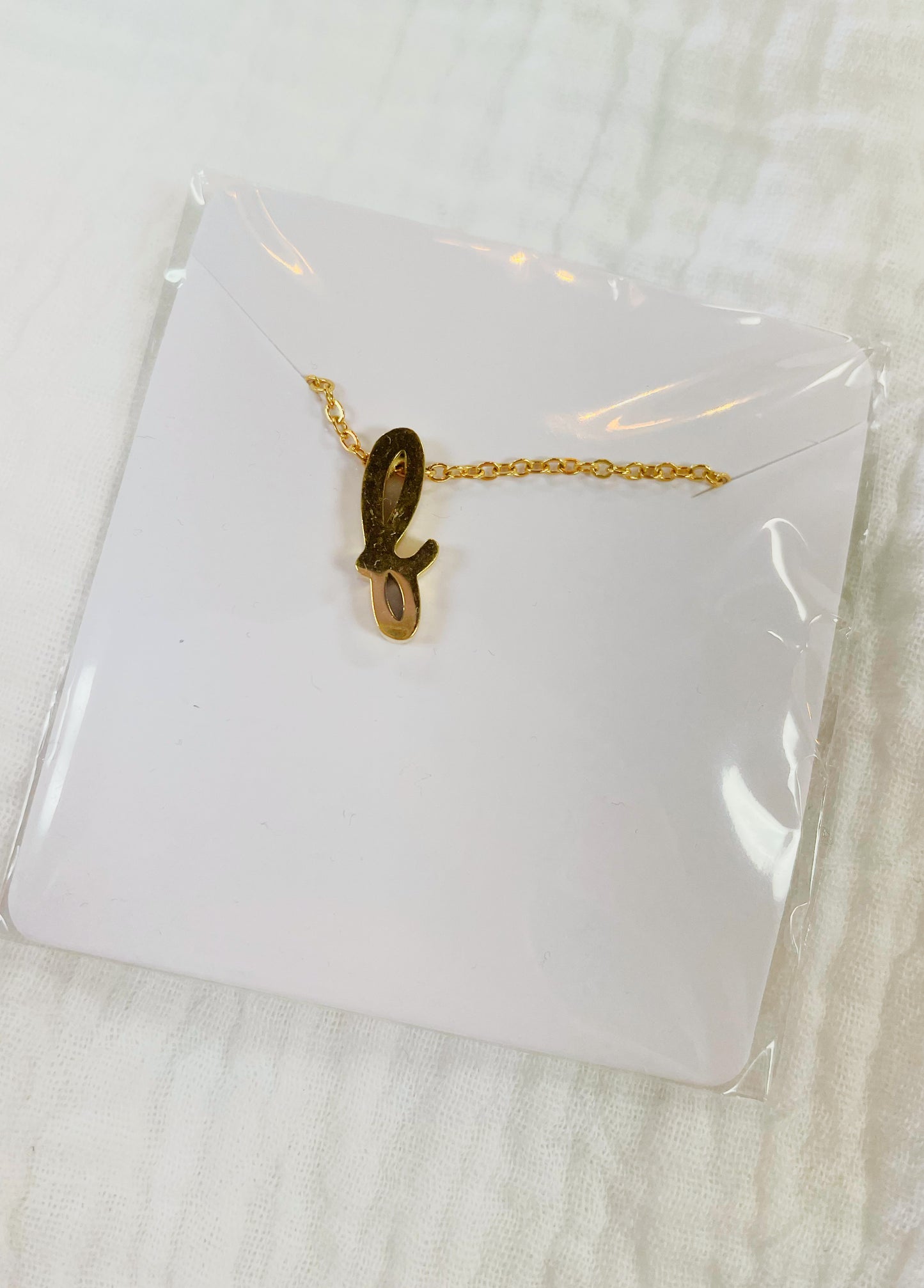 Letter f tiny initial gold necklace