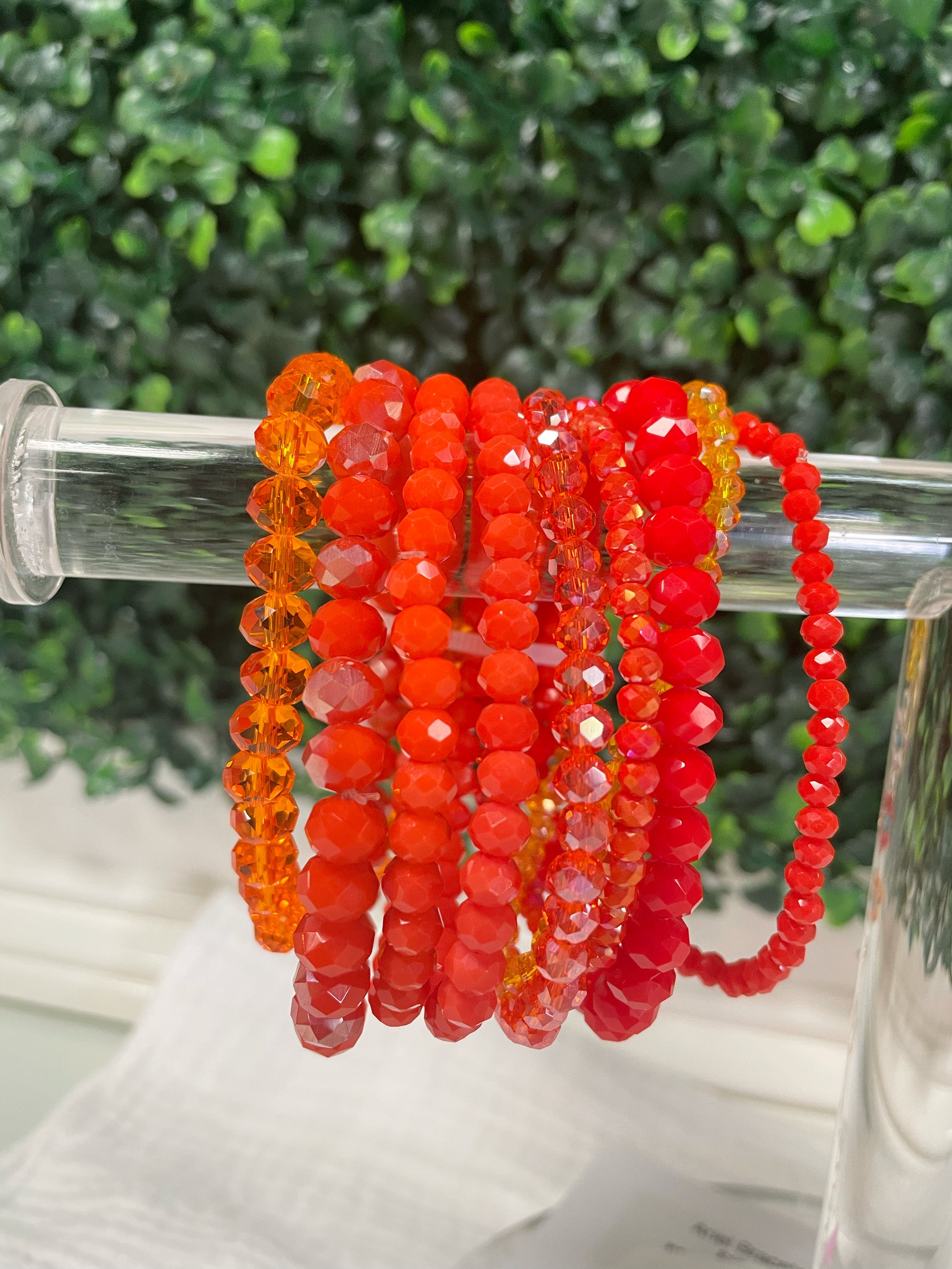 Orange set of stretchy bracelets