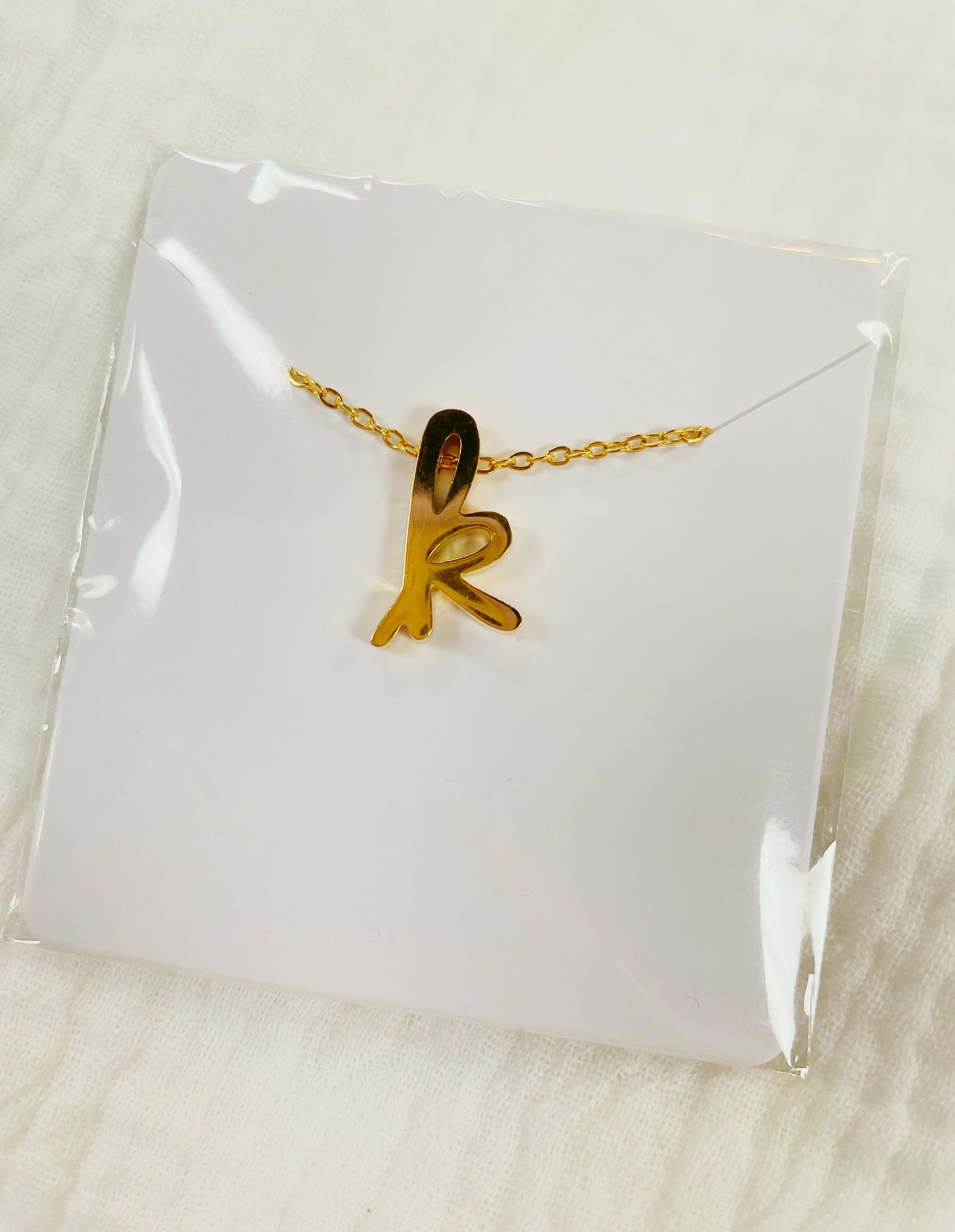 Letter k tiny initial gold necklace