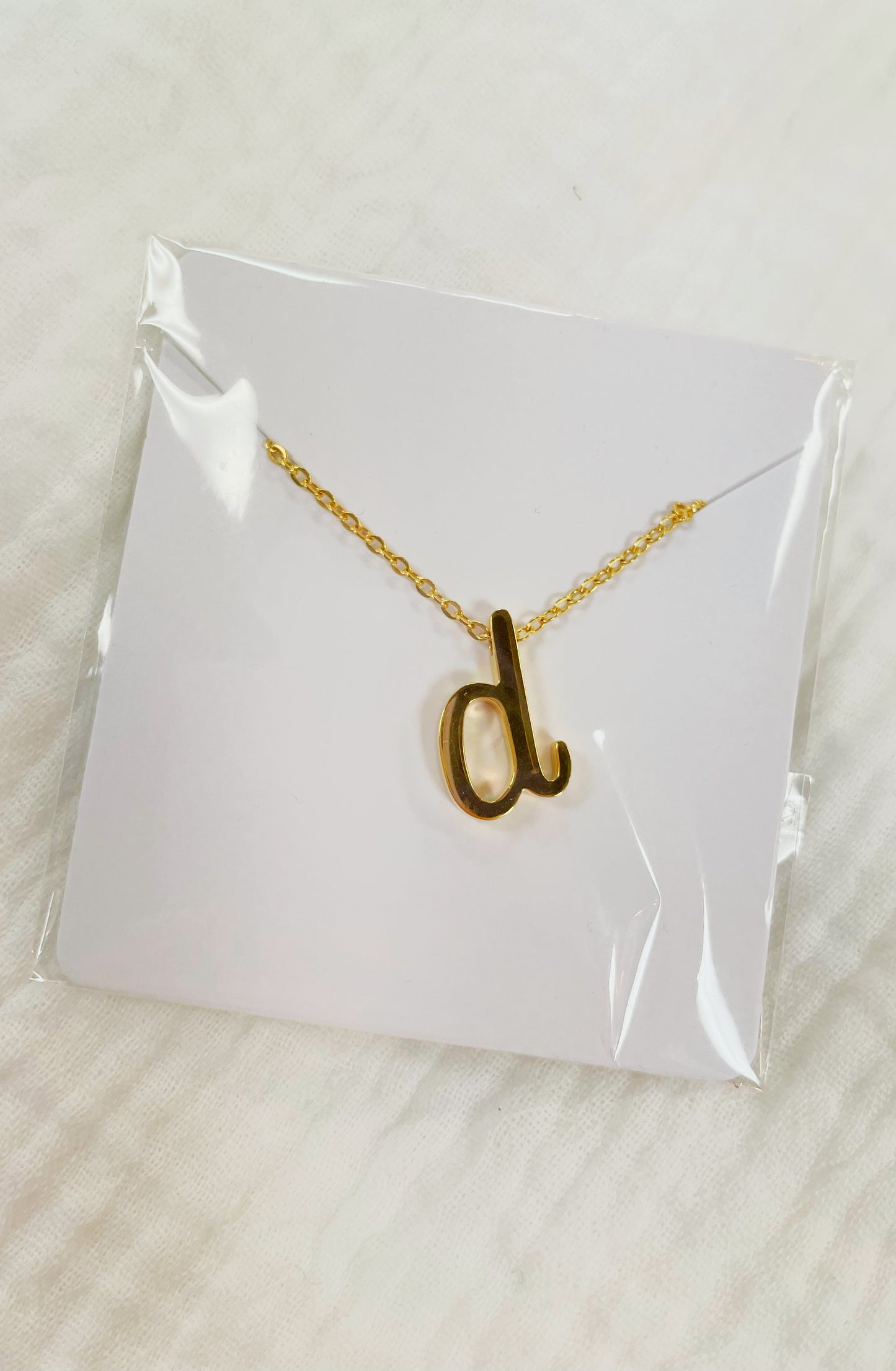Letter d tiny initial gold necklace