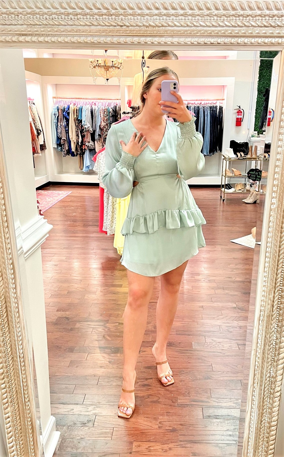 Ruffled Cut Out Mini Dress