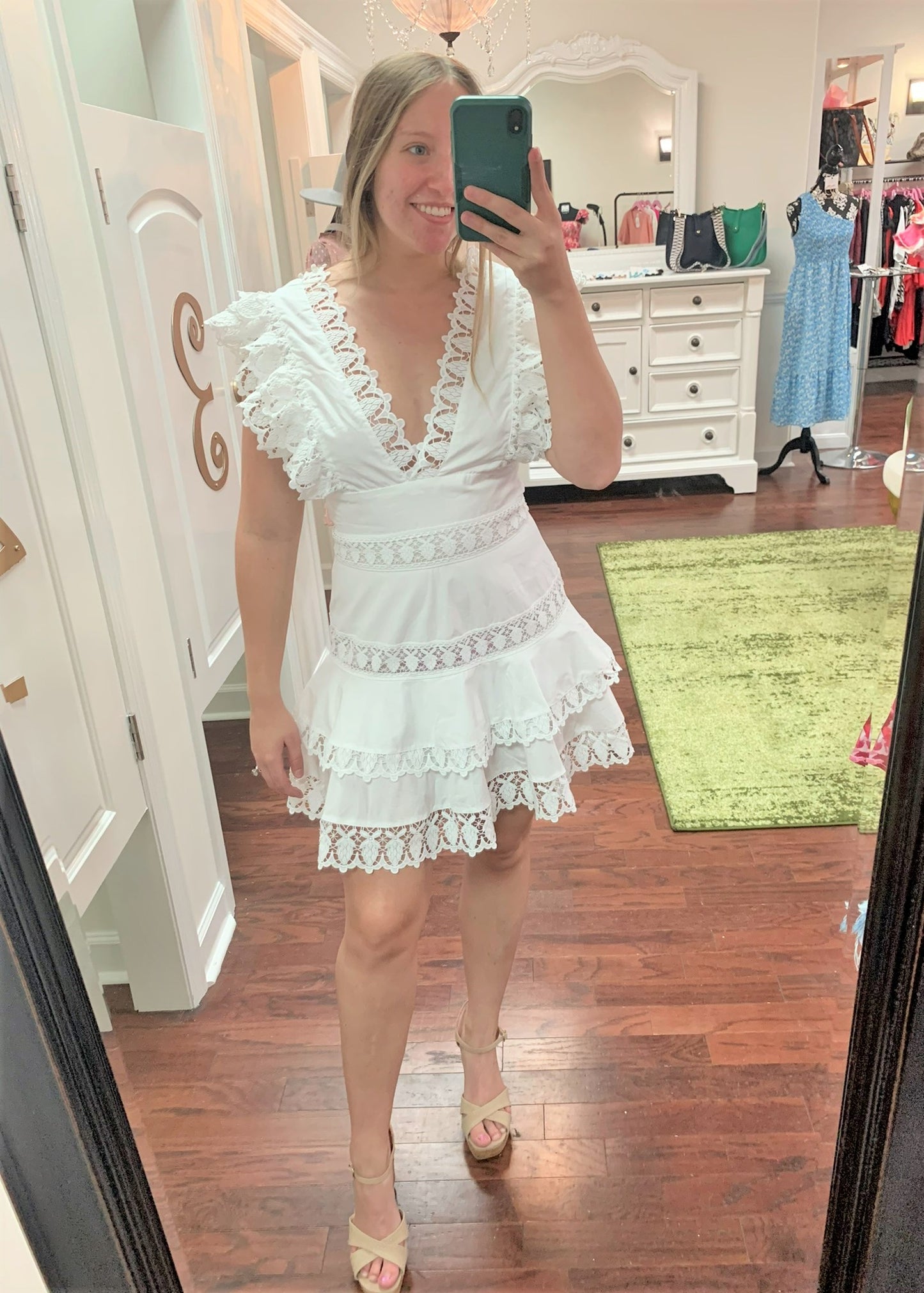 Embroidery Ruffle High Waist Mini Dress