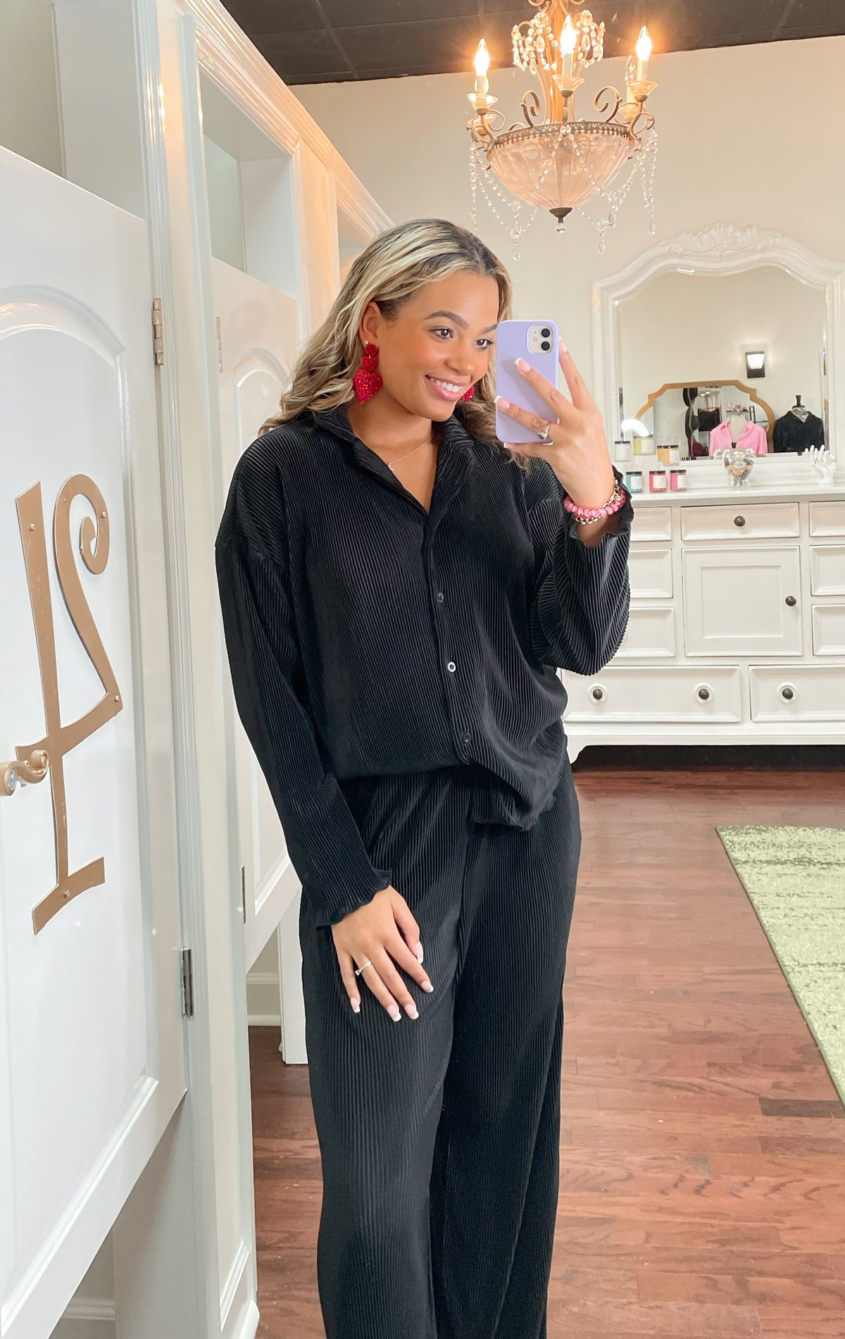 Ribbed Plisse Pants