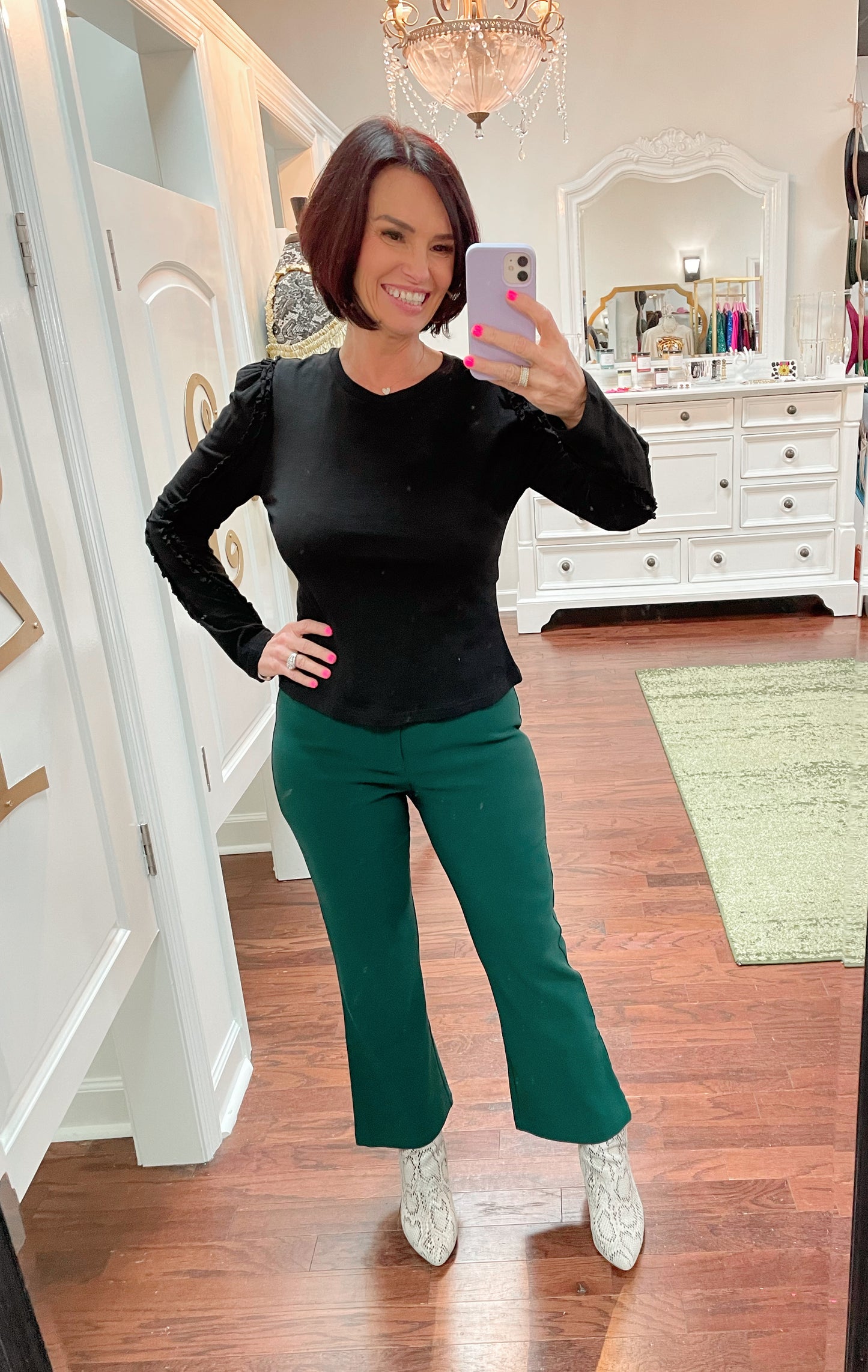 Ruffle Detail Long Sleeve Top