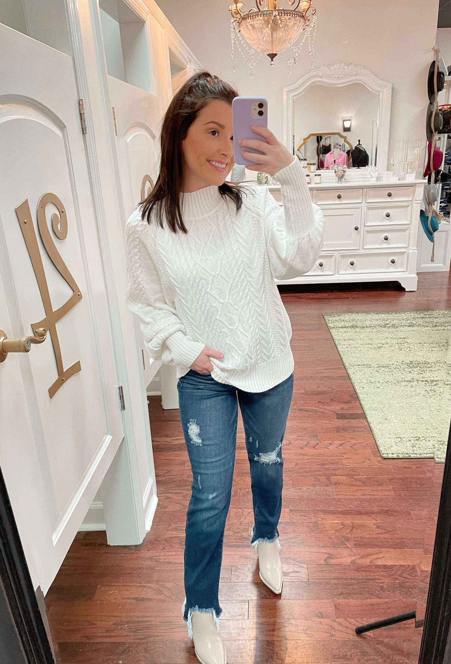 Crew Neck Solid Knit Sweater