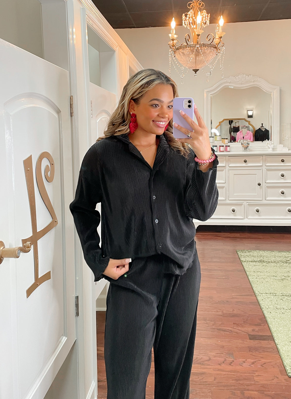 Ribbed Plisse Pants