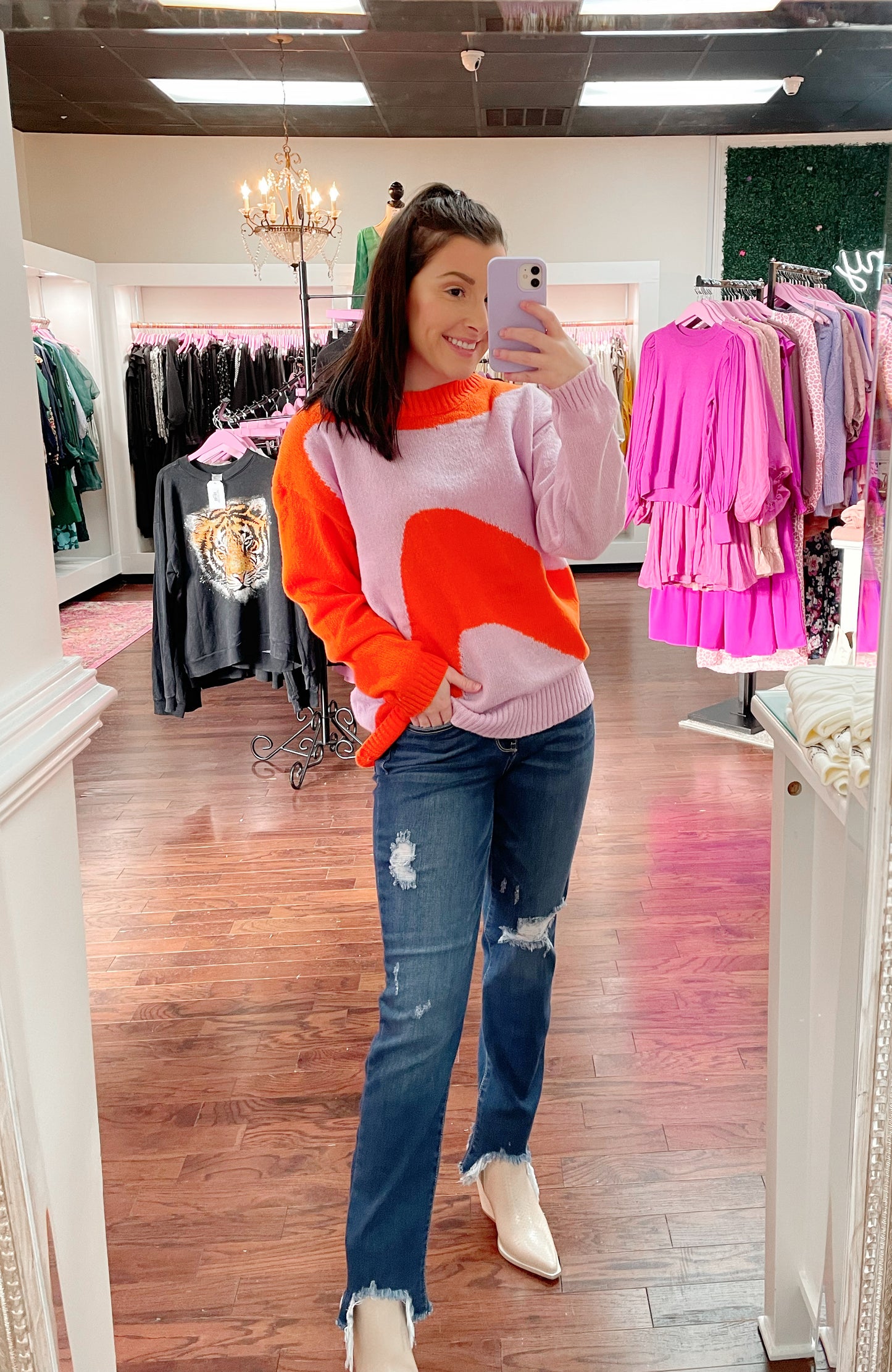 Two Tone Marble Sweater