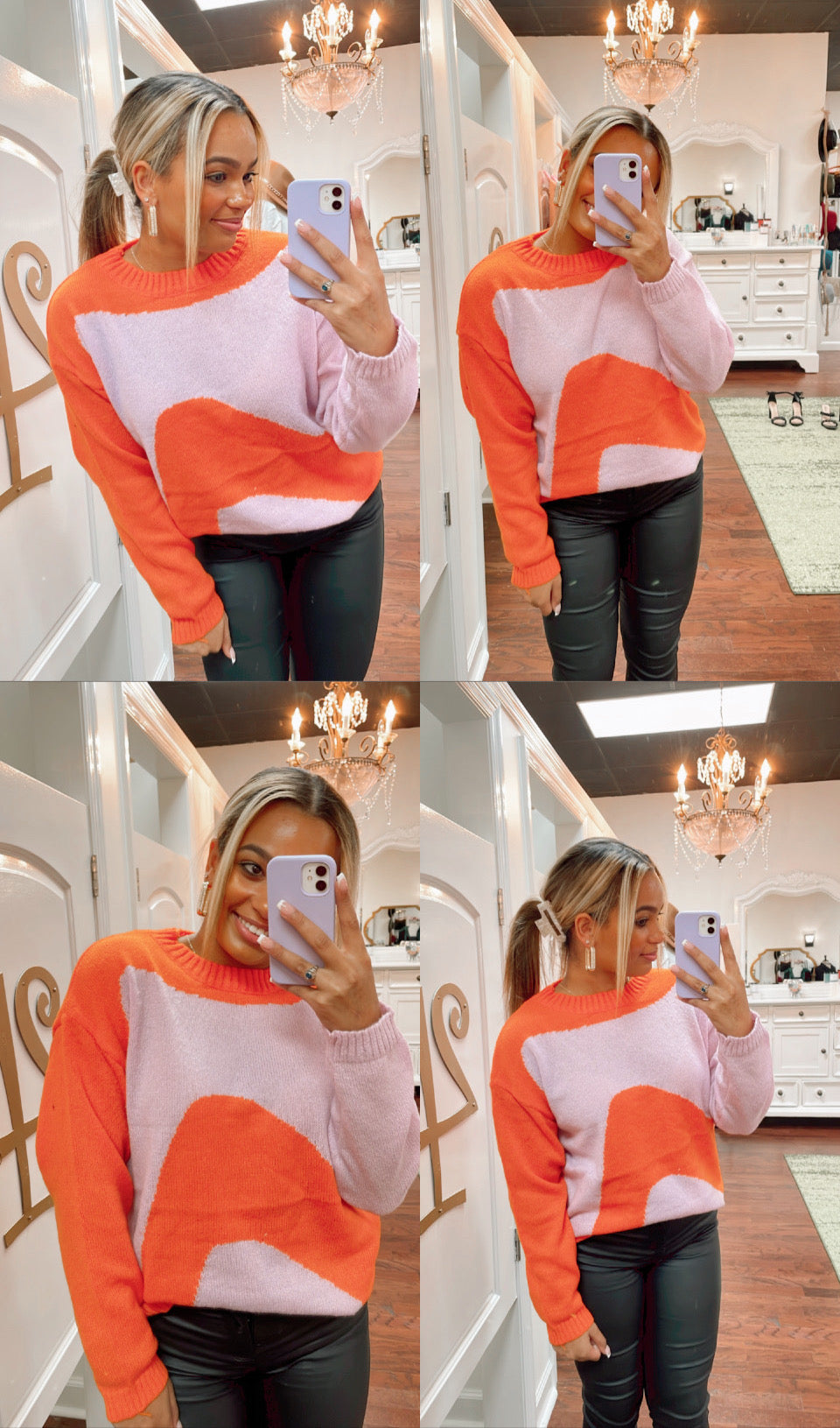 Two Tone Marble Sweater