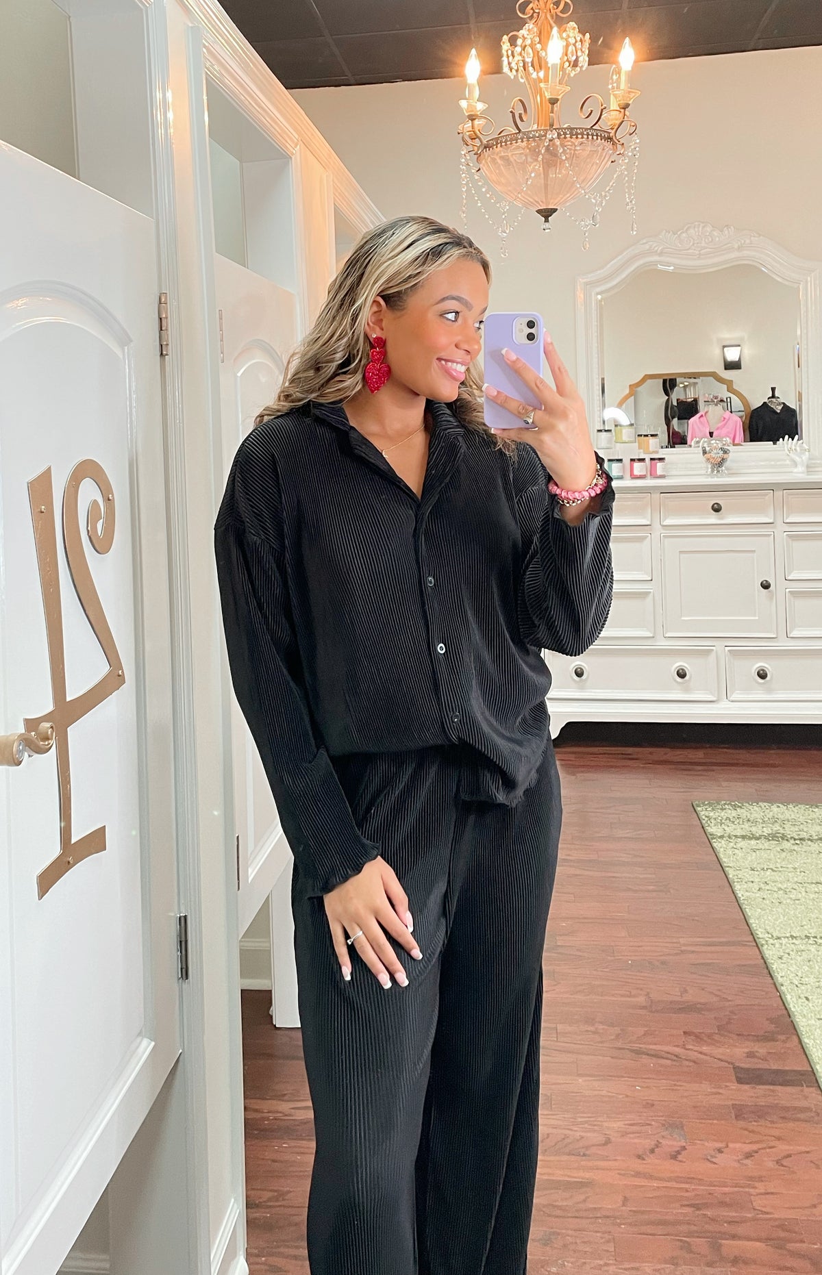 Ribbed Plisse Pants