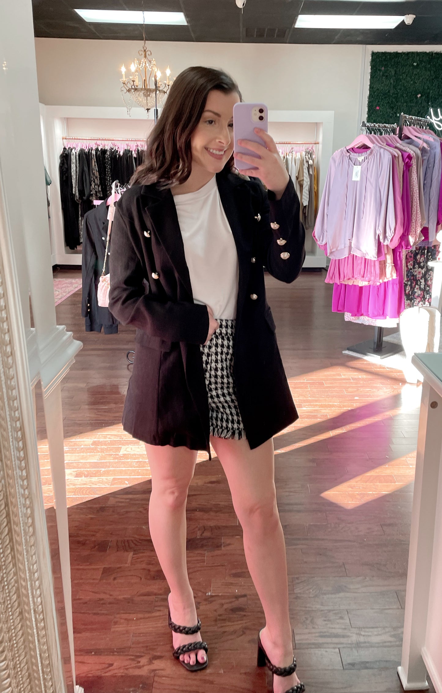 Long Sleeve Pearl Button Solid Blazer